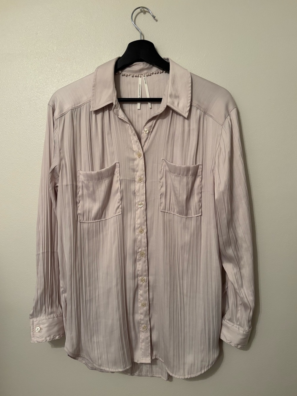 By Anthropologie Pleated Silk Blouse in Cream | Size S